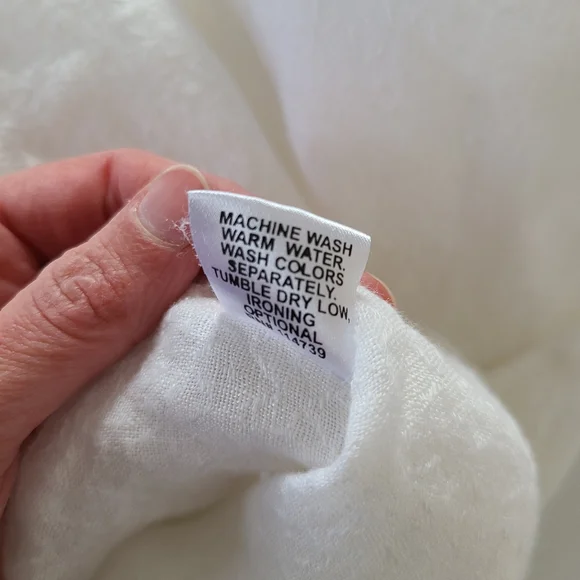 Flax Linen Shirt Top Blouse Long Sleeve White Textured S - Picture 7 of 7